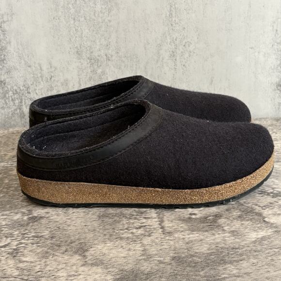 Haflinger GZL Leather Trim Grizzly Black Size EU 41 Wool Slipper EXCELLENT main image 2